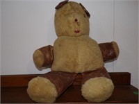 ANTIQUE LEATHER AND PLUSH STUFFED ANIMAL