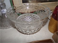 ETCHED CUT CRYSTAL BOWL~9" DIA X 6" TALL