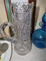 HEAVY CUT CRYSTAL PITCHER IS 11" TALL
