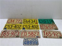 (10) Vtg Wisconsin License Plates  1960's & 1970's