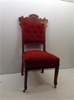 Vtg/Atq Wood & Fabric Chair  Very Nice Condition
