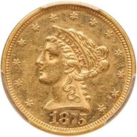 $2.50 1875 PCGS AU55