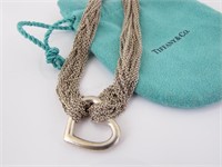 Tiffany & Co. Sterling Silver Open Heart Choker