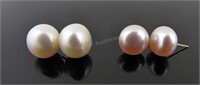 Two Pair of Pearl Button Earrings