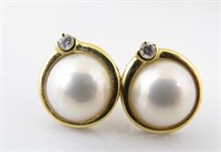 Honora 18K Mabe Pearl, Diamond Earrings