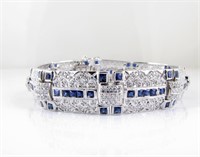 18K White Gold Calibre Sapphire, Diamond Bracelet