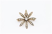 Victorian 14K Gold Brooch/Pendant. Seed Pearls