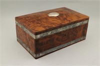 Bicchielli Sterling Banded Box. Birds Eye Maple