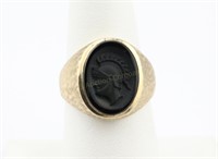 10K Gold Ring w/Roman Soldier Cameo