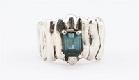Sterling Silver Ring. Blue Tourmaline