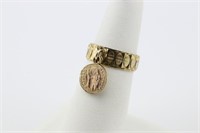 14K Gold Ring w/Roman Style Coins Attached