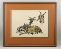 Gertrude Freyman Goats Watercolor