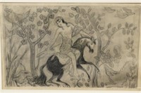 Daniel MacMorris Mural Study. Nude on Horse