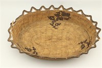 Native American Basket Tray w/Flower Pictoral