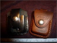2pc Leather Zippo Lighter Belt Pouch