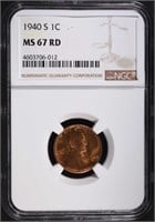 1940-S LINCOLN CENT, NGC MS-67 RED