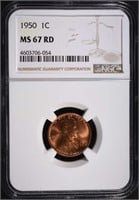 1950 LINCOLN CENT, NGC MS-67 RED