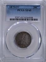 1875-CC SEATED LIBERTY 20 CENT PIECE PCGS XF45
