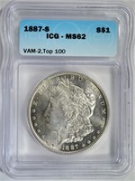 1887-S MORGAN DOLLAR ICG MS62