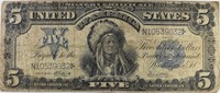 1899 $5.00 SILVER CERT. "INDIAN CHIEF" VG+