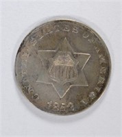 1852 3-CENT SILVER, XF