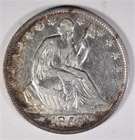 1855-O WITH ARROWS SEATED HALF DOLLAR, AU cleaned