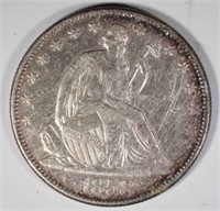1858-O SEATED HALF DOLLAR, AU cleaned
