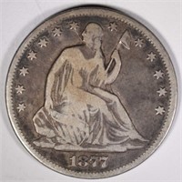 1877-CC SEATED HALF DOLLAR, FINE