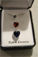 Necklace 3  Heart Shaped Cubic Zirconia