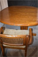 Vintage Wood Kitchen Table w 3 Rolling Chairs