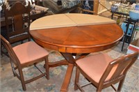 Round Wood Kitchen Table w 2 Padded Chairs