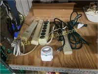4 power strips, extension cord, timer