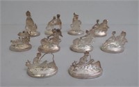 Ten Thai silver figural place name holders