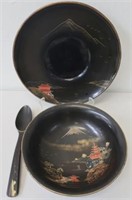 Japanese gilded black lacquer bowl