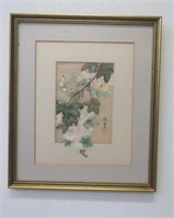 Chinese framed watercolour on silk