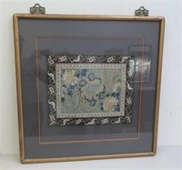 Framed antique Chinese textile panel