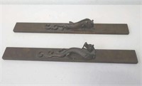 Pair Chinese bronze chilong scroll weights
