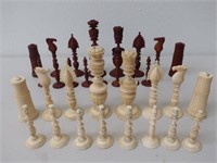 Antique Cantonese carved ivory chess set
