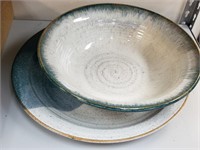 LARGE HANDMADE POTTERY BOWL AND PLATTER