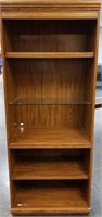 BOOKCASE W MIX OF GLASS AND WOOD SHELVES