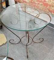 GLASS TOP IRON BASE END TABLE