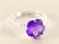 STERLING SILVER PURPLE STONE RING