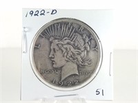 1922-D PEACE SILVER DOLLAR COIN