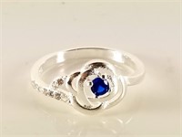 STERLING SILVER BLUE STONE RING