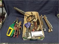 Assortment of hand tools to include offset