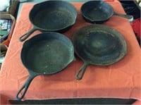 (4) cast iron skillets Marked Griswold