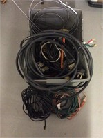 Tote of industrial extension cords outlets jumper