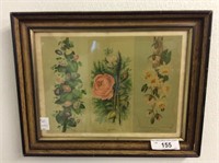 Antique framed floral lithos dated 1880