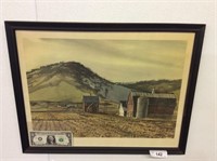 Vintage framed Hagerman farm scene print