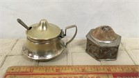 EARLY GERMAN PIN CUSHION & CONDIMENT JAR WITH COBA